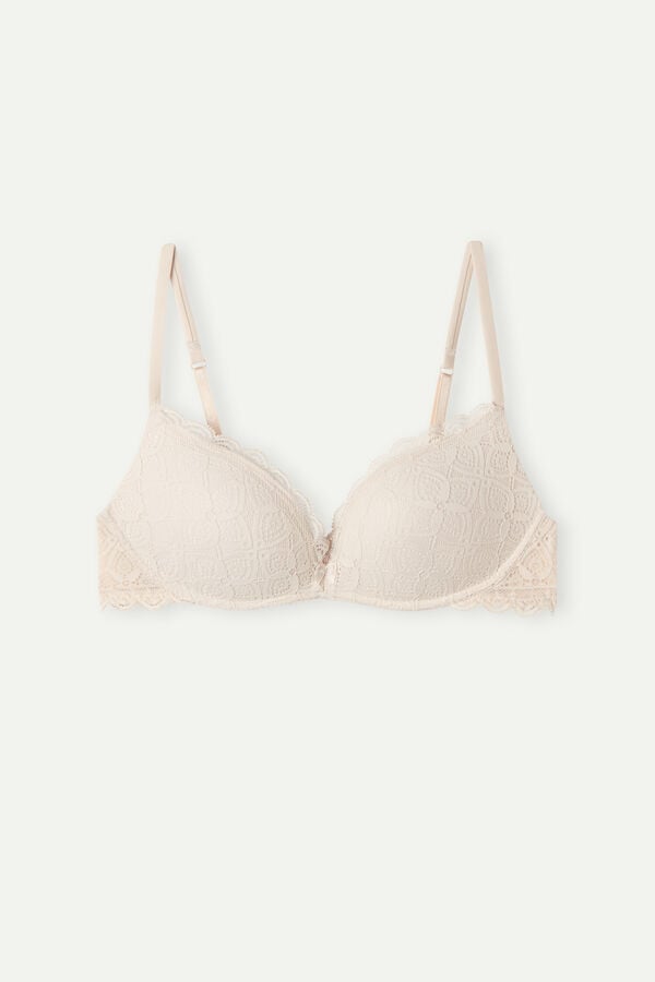 Sujetador Intimissimi Gioia Super Push-Up Lace Mujer Creme Rosas | LDUCJ8751