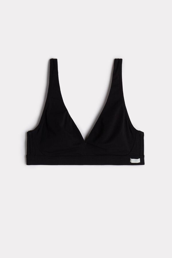 Sujetador Intimissimi Lara Cotton Triangle Mujer Negras | IQVXF6013