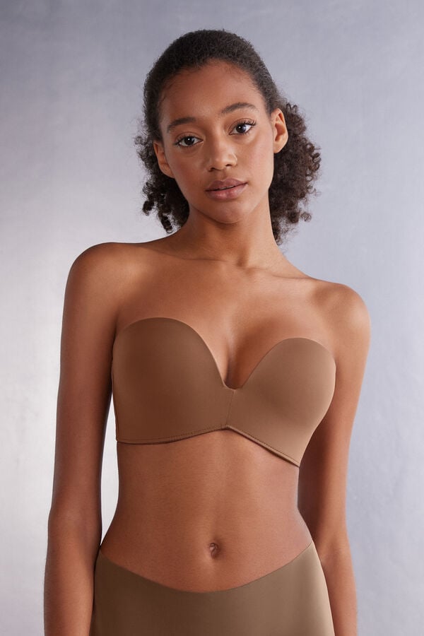 Sujetador Intimissimi Laura Microfiber Bandeau Mujer Beige Oscuro | ILYFP7398