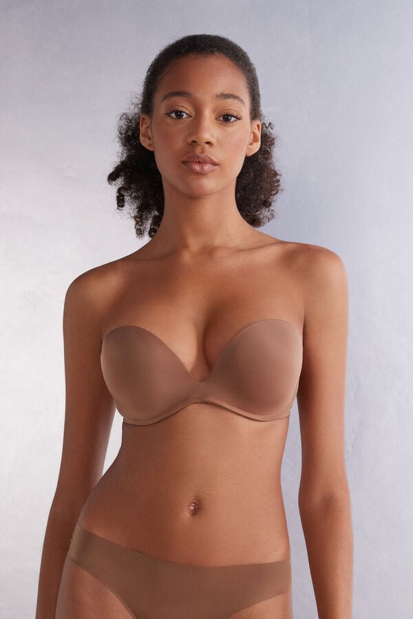 Sujetador Intimissimi Monica Bandeau Ultralight Microfiber Mujer Beige Oscuro | KFXZU9731