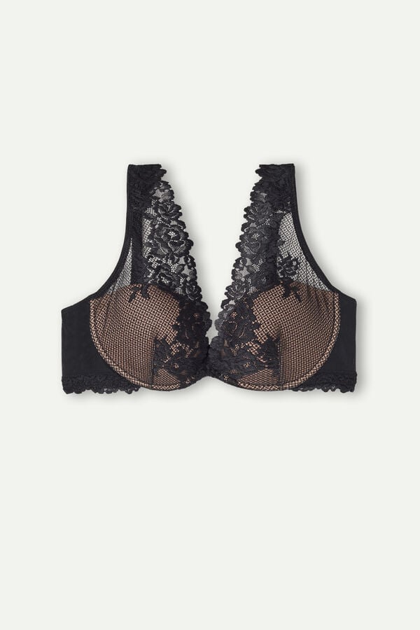 Sujetador Intimissimi Pretty Flowers Elena Balconette Mujer Negras | MTLKZ8471