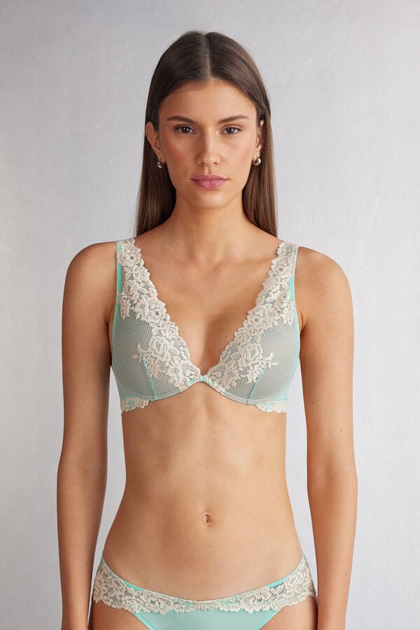 Sujetador Intimissimi Pretty Flowers Elena Balconette Mujer Verde Blancas | LQICX2394