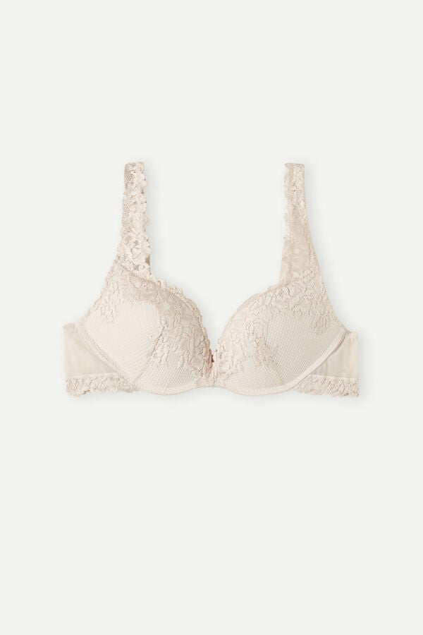 Sujetador Intimissimi Pretty Flowers Gioia Super Push-Up Mujer Creme Rosas | JYLOX1602