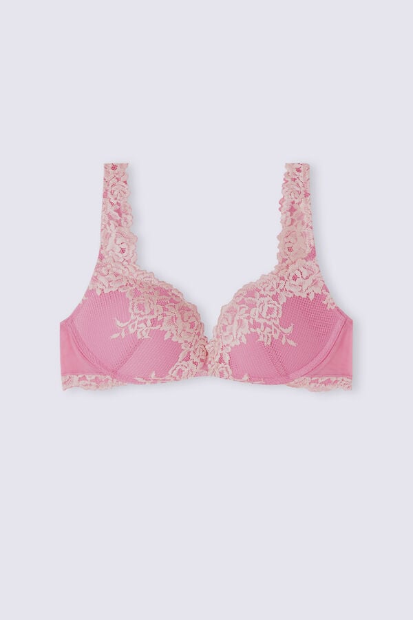 Sujetador Intimissimi Pretty Flowers Gioia Super Push-Up Mujer Rosas Blancas | UQTHS0278