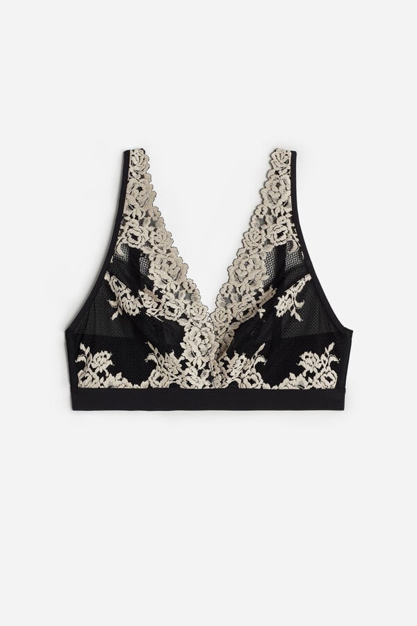 Sujetador Intimissimi Pretty Flowers Lara Triangle Mujer Negras Blancas | IBGPJ0517