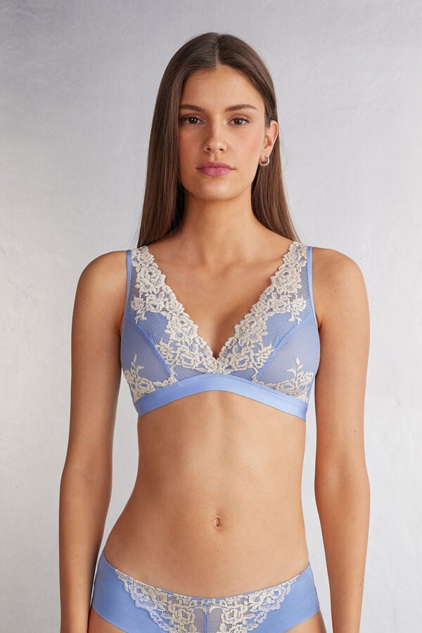 Sujetador Intimissimi Pretty Flowers Lara Triangle Mujer Azules Blancas | XWGQJ9783