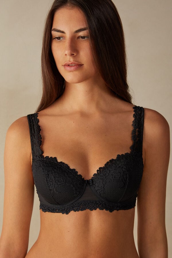 Sujetador Intimissimi Pretty Flowers Sofia Balconette Mujer Negras | ADZPX0312