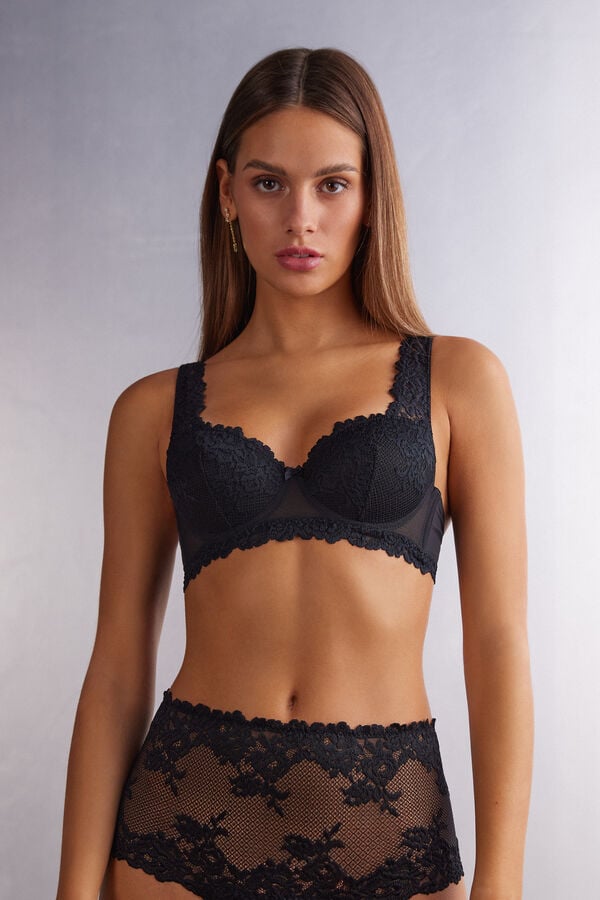 Sujetador Intimissimi Pretty Flowers Sofia Balconette Mujer Negras | LYODP9586