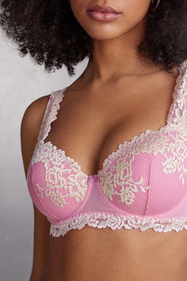 Sujetador Intimissimi Pretty Flowers Sofia Balconette Mujer Rosas Blancas | KWOLU9251