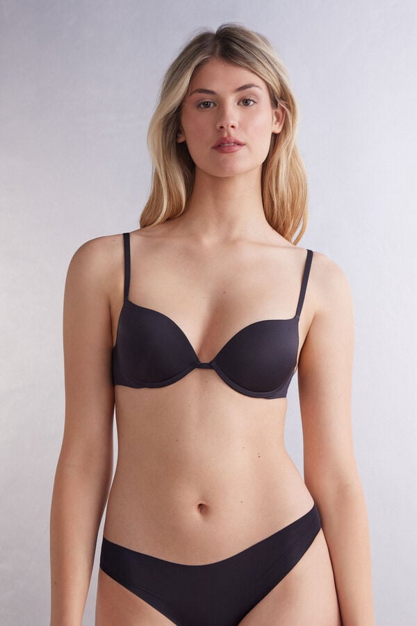 Sujetador Intimissimi Simona Super Push-Up Ultralight Microfiber Mujer Negras | TOBSM9276