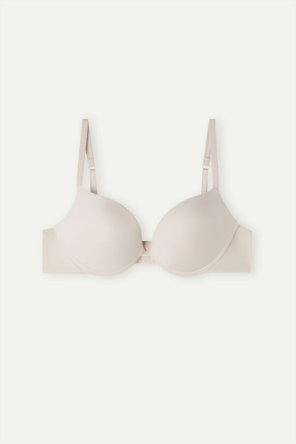 Sujetador Intimissimi Simona Super Push-Up Ultralight Microfiber Mujer Creme Rosas | RLDTC5978