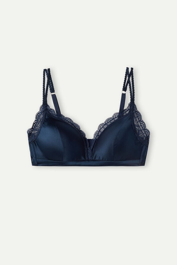 Sujetador Intimissimi Tiziana Wireless Plunge Triangle Silk And Lace Mujer Azules | MPJLQ6391