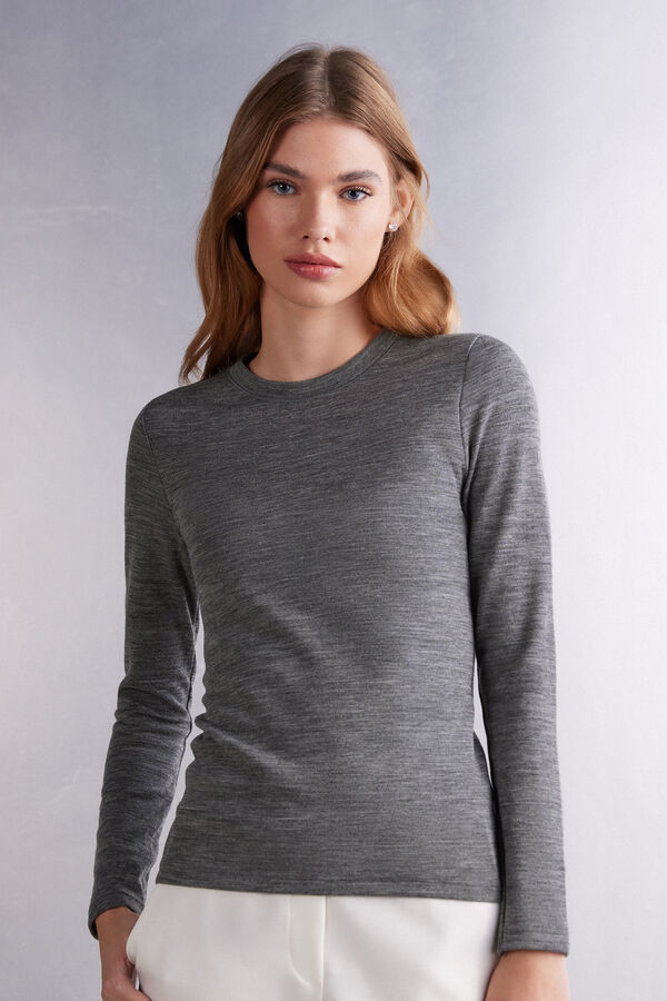 Suéter Intimissimi Wool Cotton Crewneck Mujer Gris | IODVL2971