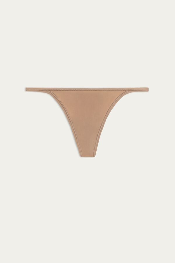 Tanga Intimissimi Ultralight Microfiber Straps Mujer Beige | RYVMO1439